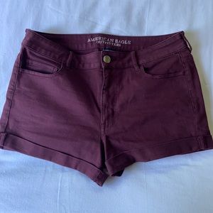 Maroon Denim Shorts